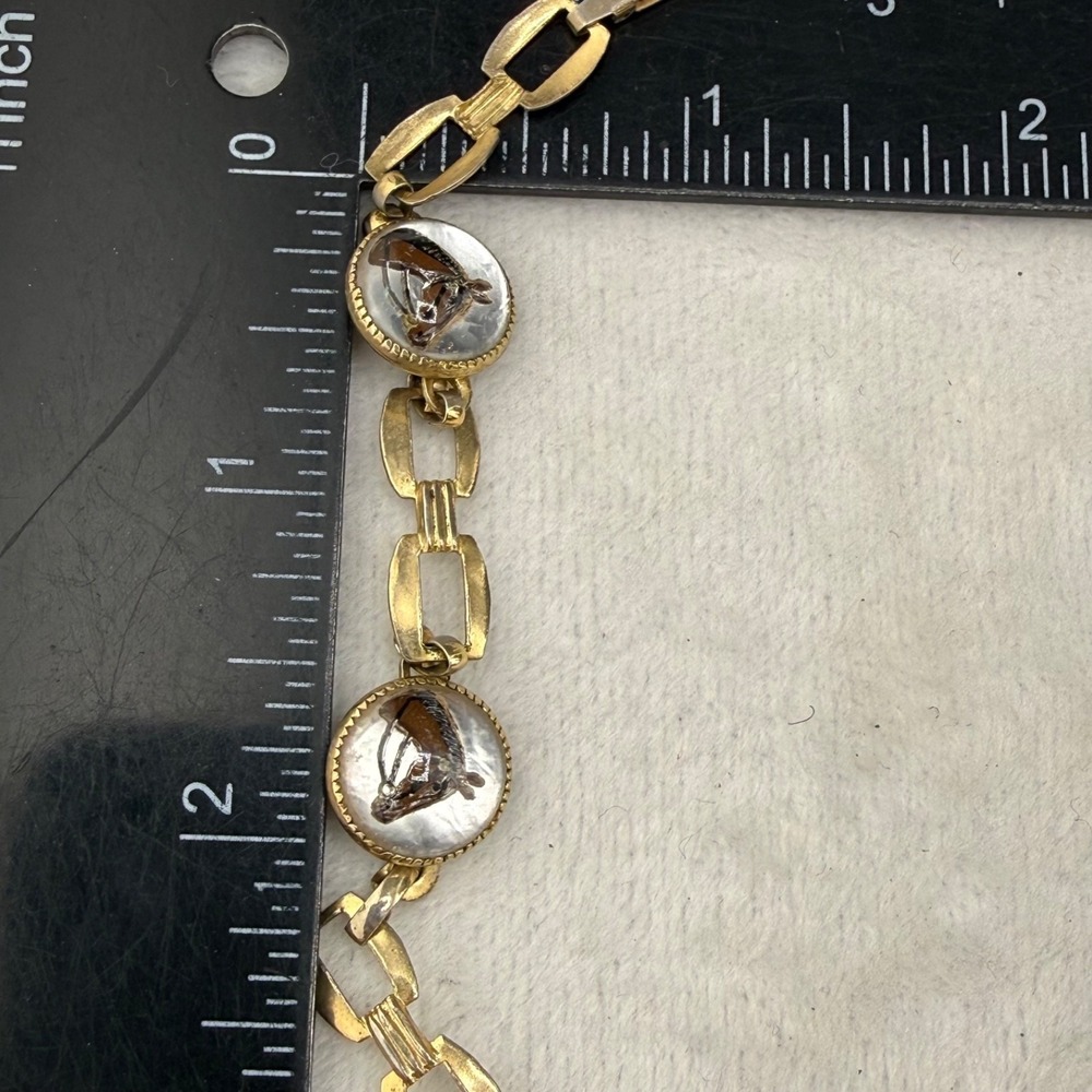 Vintage Equestrian Bracelet Essex Gold Tone Horse Bit 7" - Picture 8 of 11